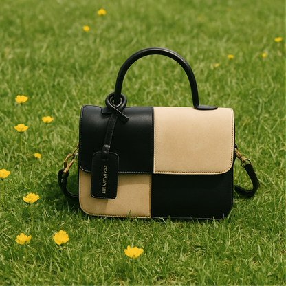 Elvora colorblok vintage look schoudertas - Compact design, maximale uitstraling