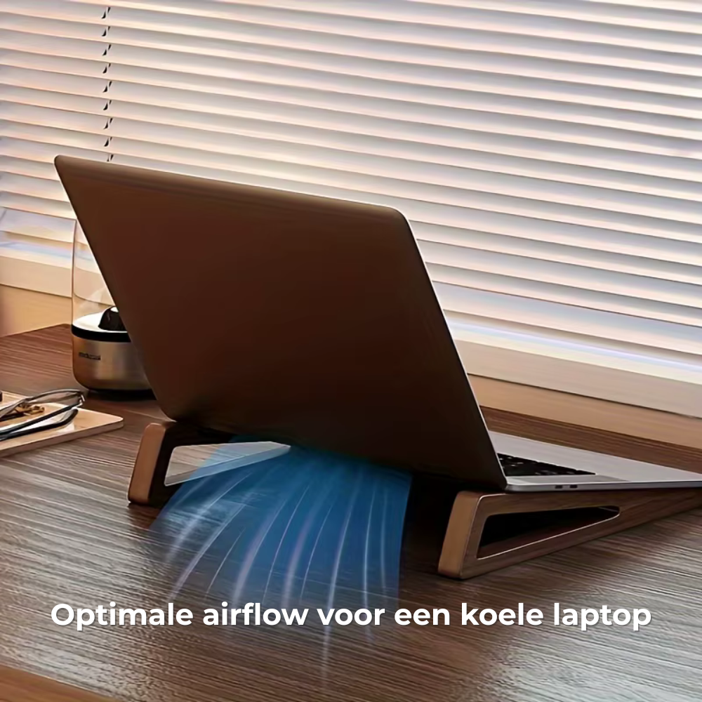 Premium houten laptopstandaard - Verhoog je focus. Verlaag je spanning.