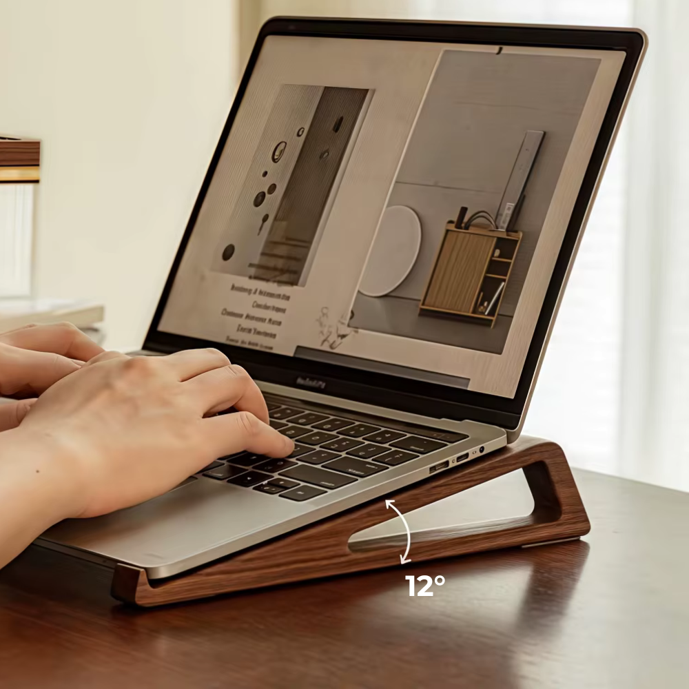 Premium houten laptopstandaard - Verhoog je focus. Verlaag je spanning.