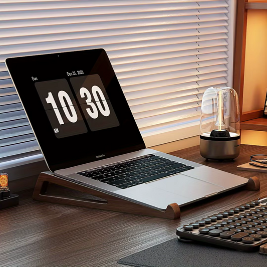 Premium houten laptopstandaard - Verhoog je focus. Verlaag je spanning.